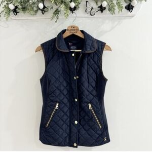 Joules Navy Equestrian Horse Print Puffer Vest Size 4